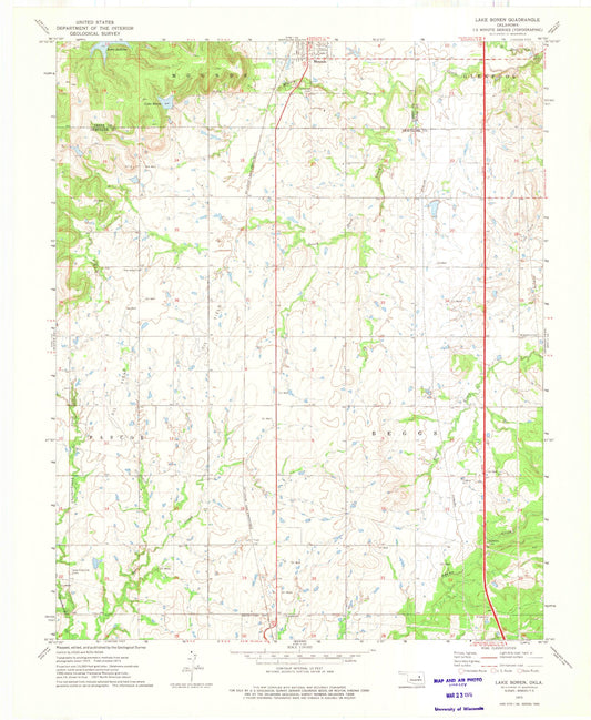 Classic USGS Lake Boren Oklahoma 7.5'x7.5' Topo Map Image