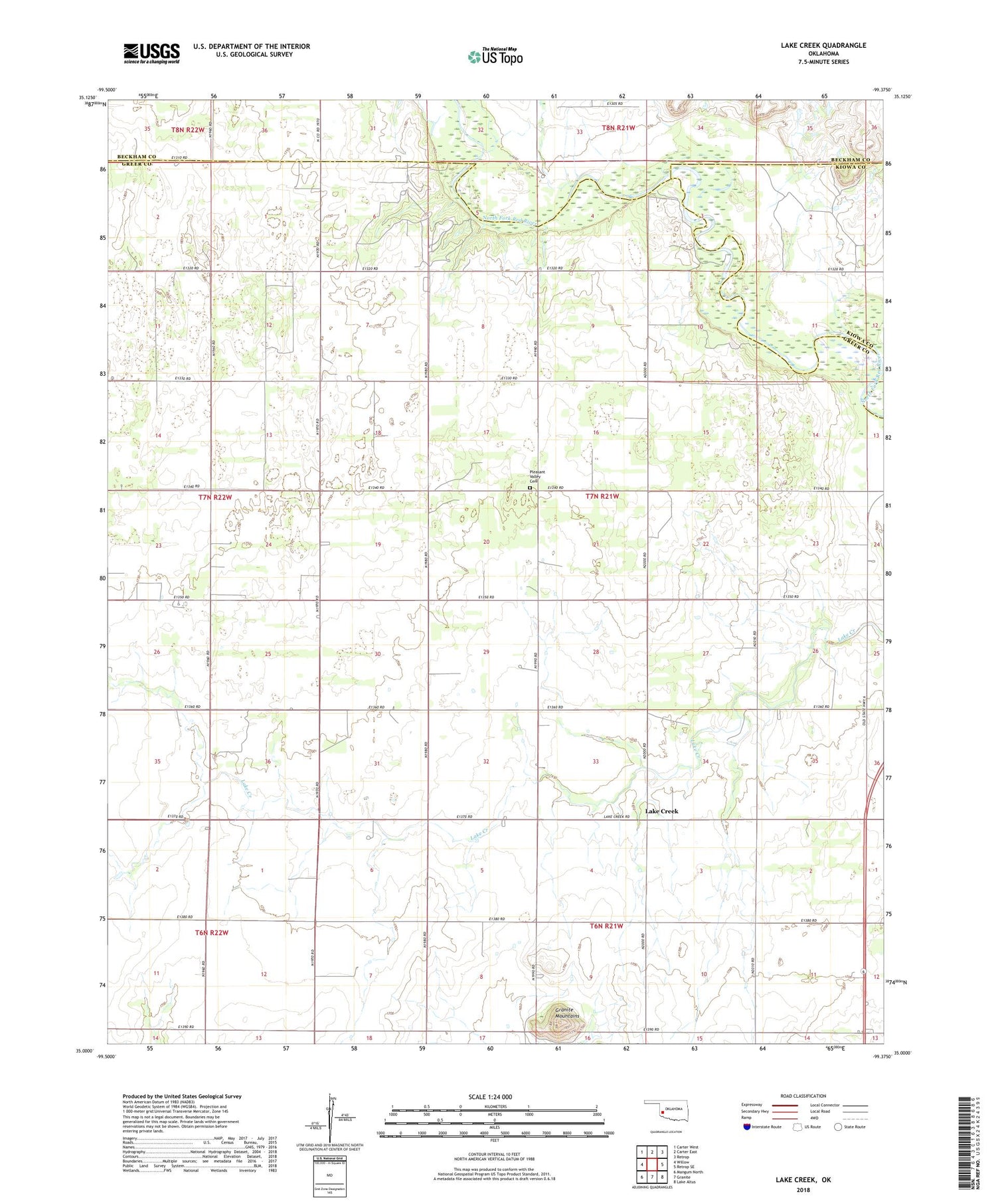 Lake Creek Oklahoma US Topo Map Image