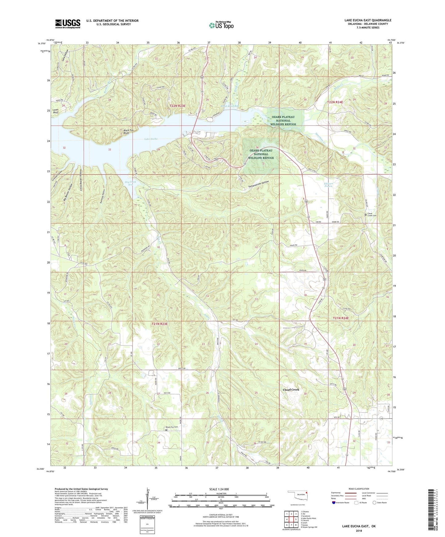 Lake Eucha East Oklahoma US Topo Map Image