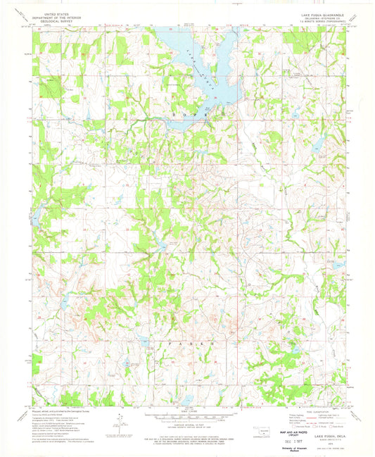 Classic USGS Lake Fuqua Oklahoma 7.5'x7.5' Topo Map Image
