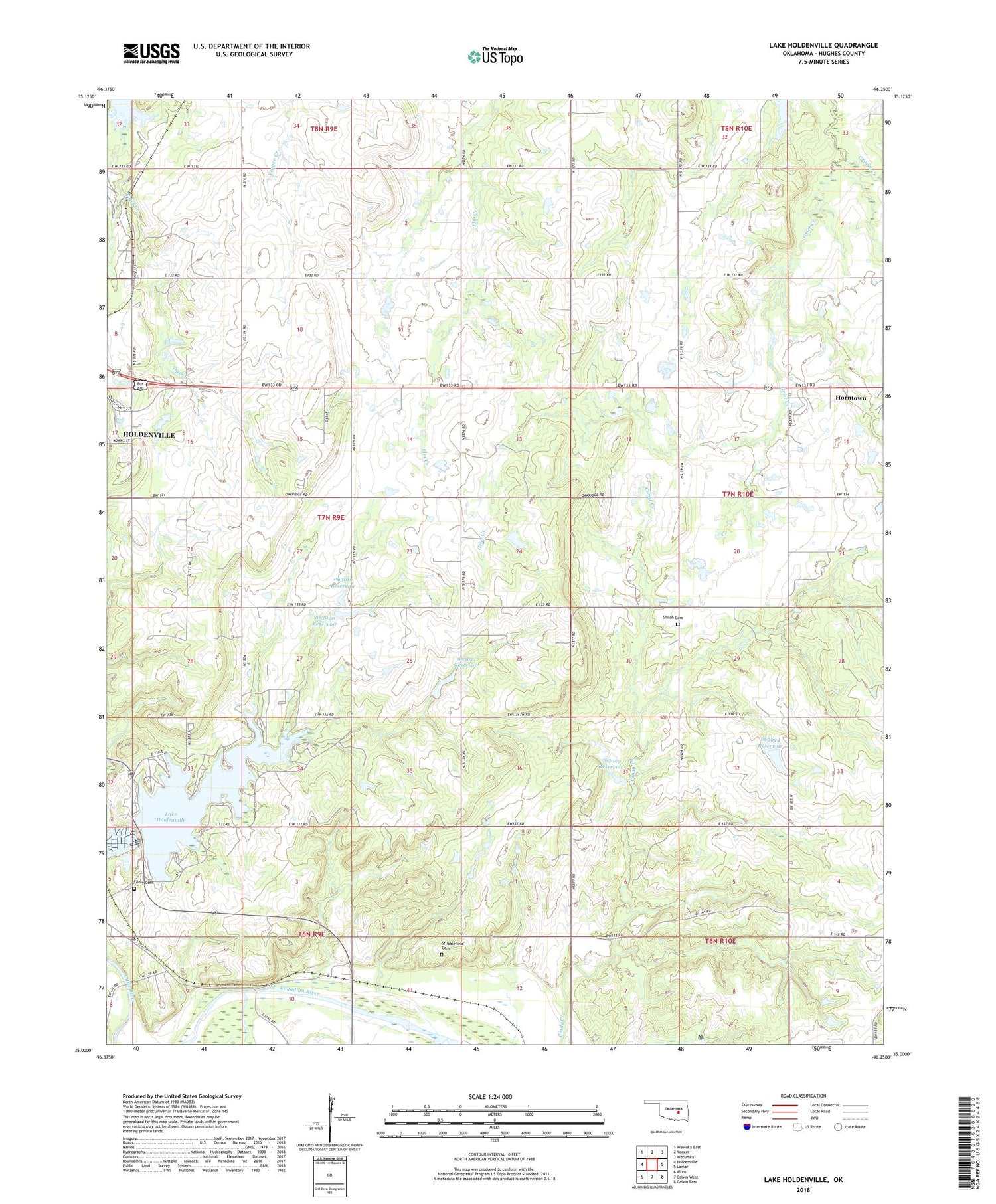Lake Holdenville Oklahoma US Topo Map Image