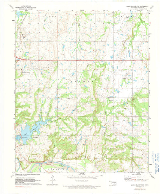 Classic USGS Lake Holdenville Oklahoma 7.5'x7.5' Topo Map Image