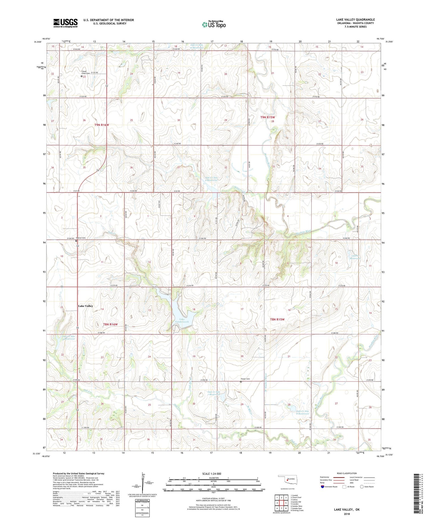 Lake Valley Oklahoma US Topo Map Image