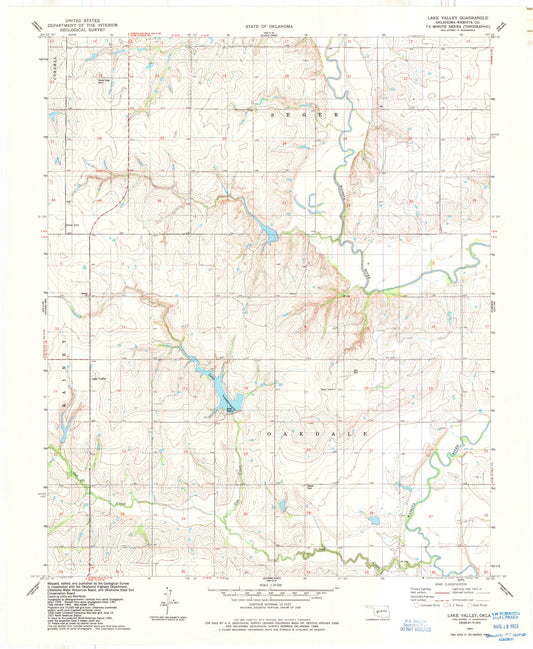 Classic USGS Lake Valley Oklahoma 7.5'x7.5' Topo Map Image