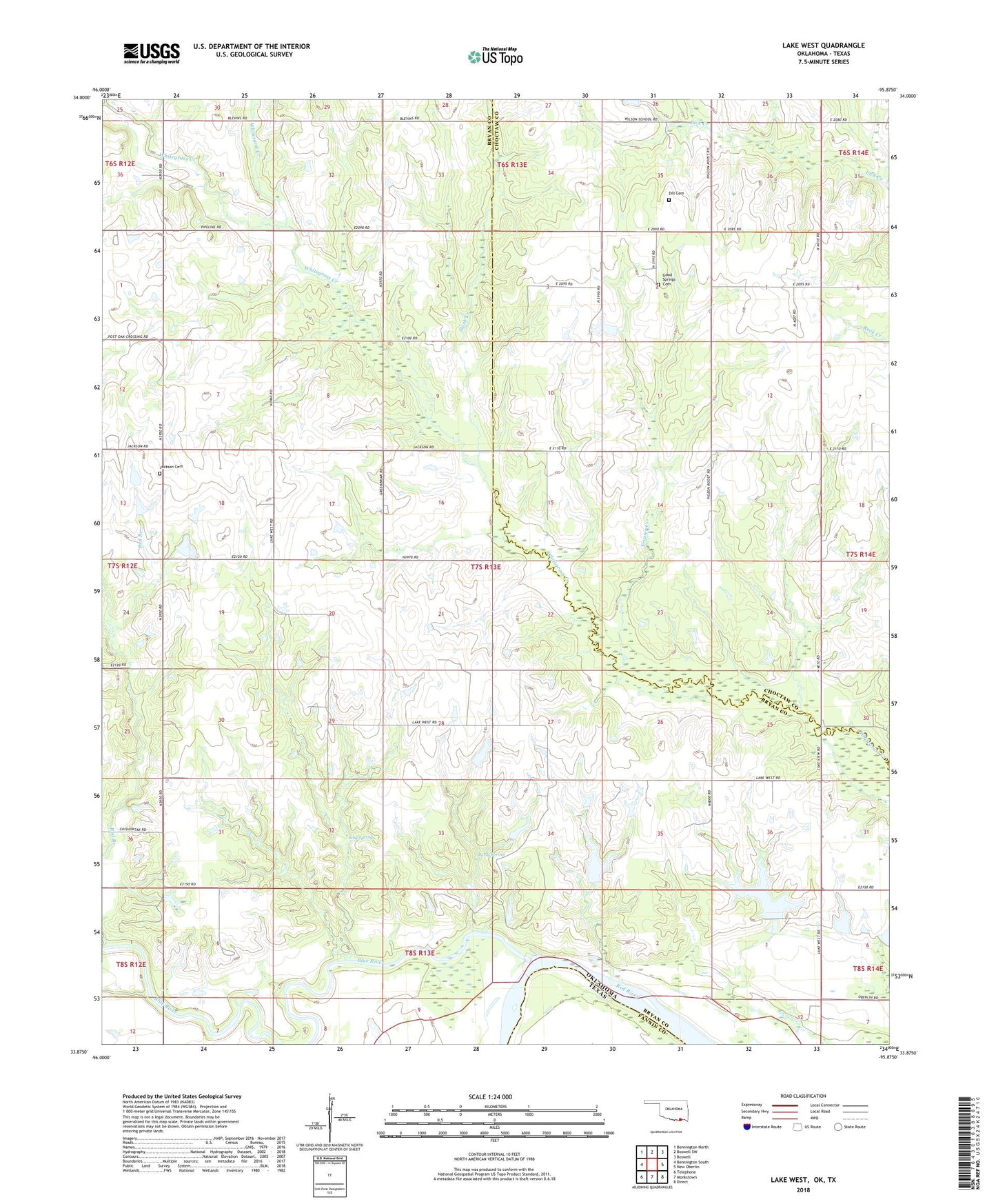 Lake West Oklahoma US Topo Map Image