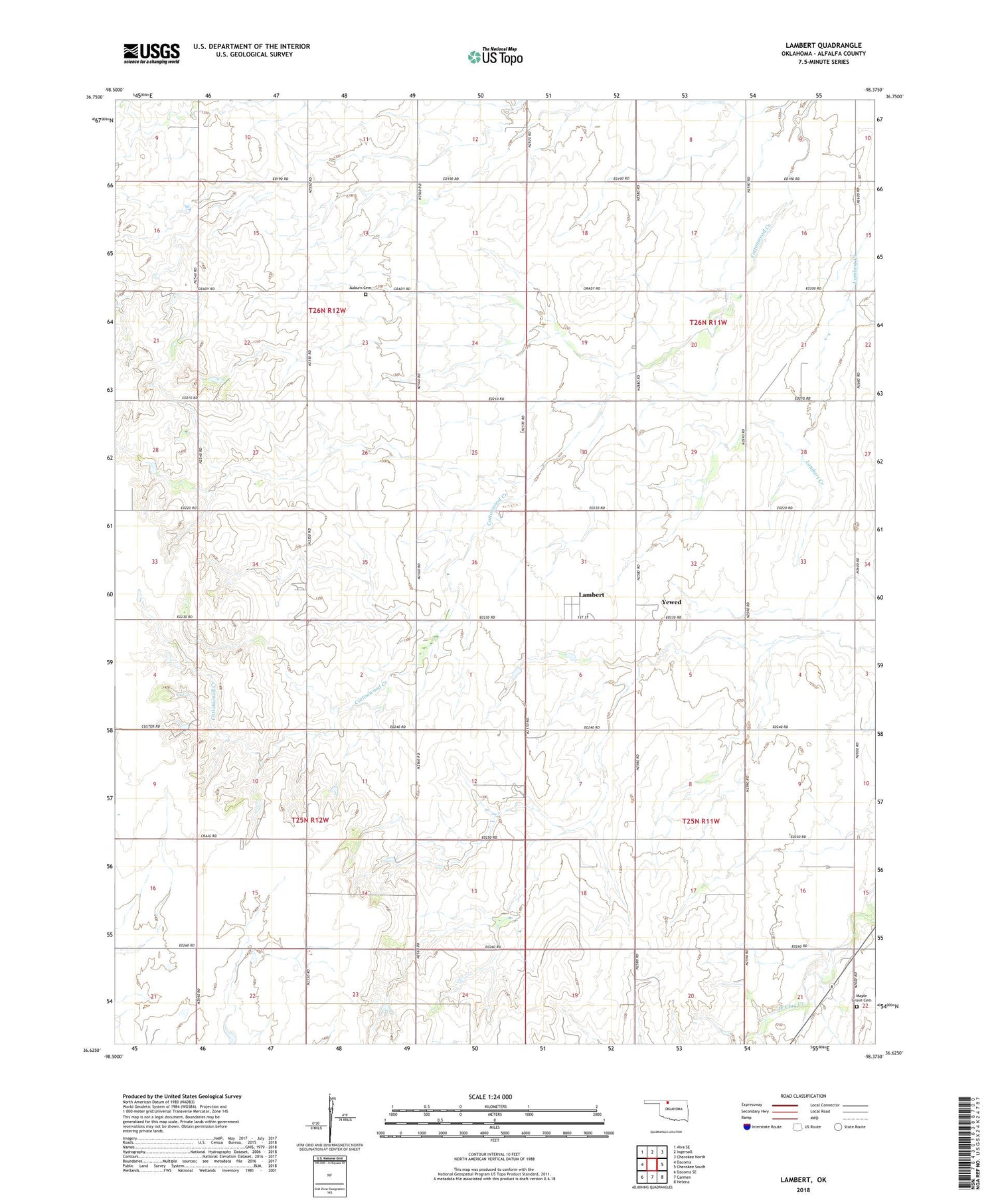 Lambert Oklahoma US Topo Map Image