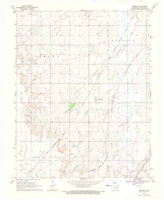 Classic USGS Lambert Oklahoma 7.5'x7.5' Topo Map Image