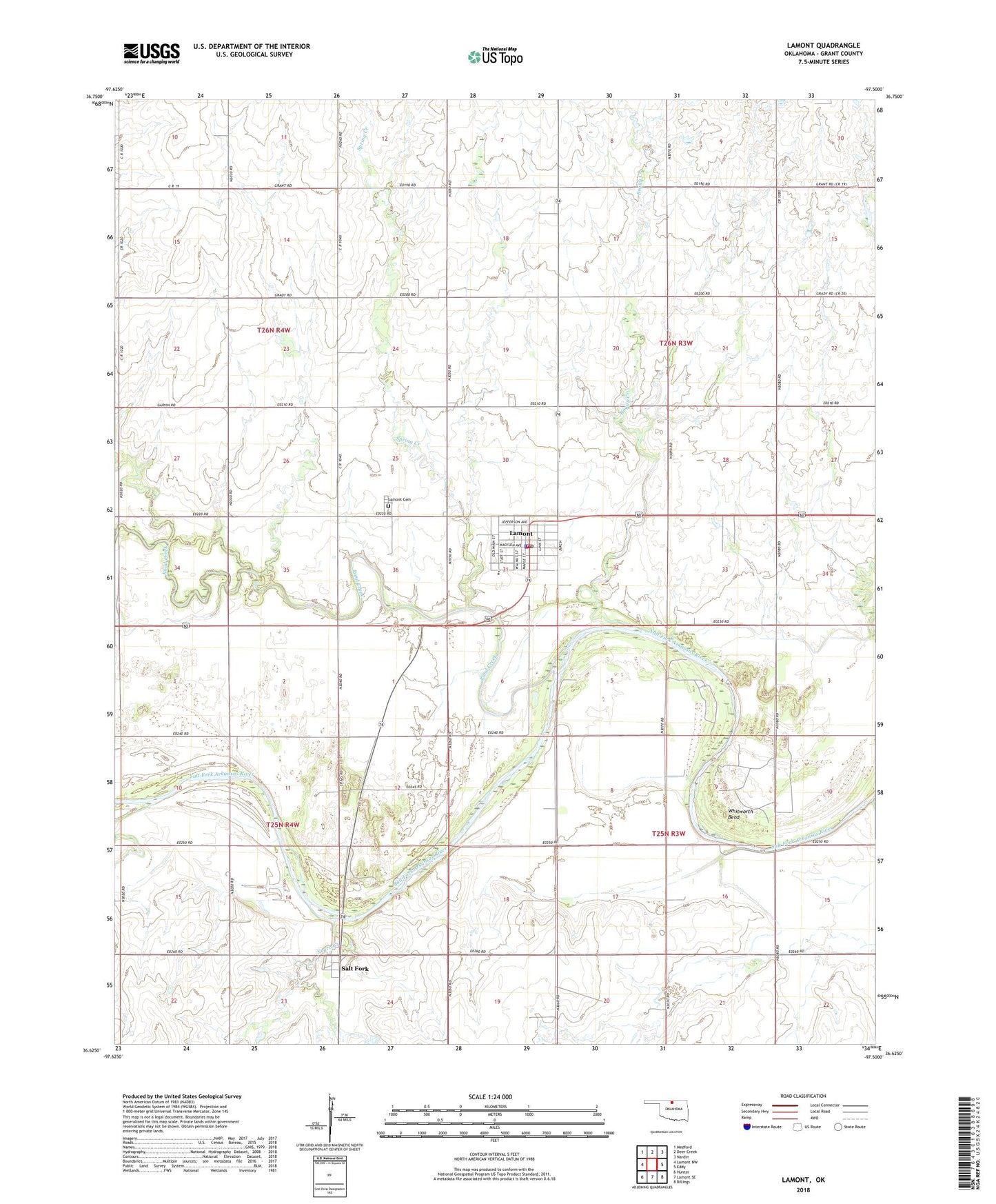 Lamont Oklahoma US Topo Map Image