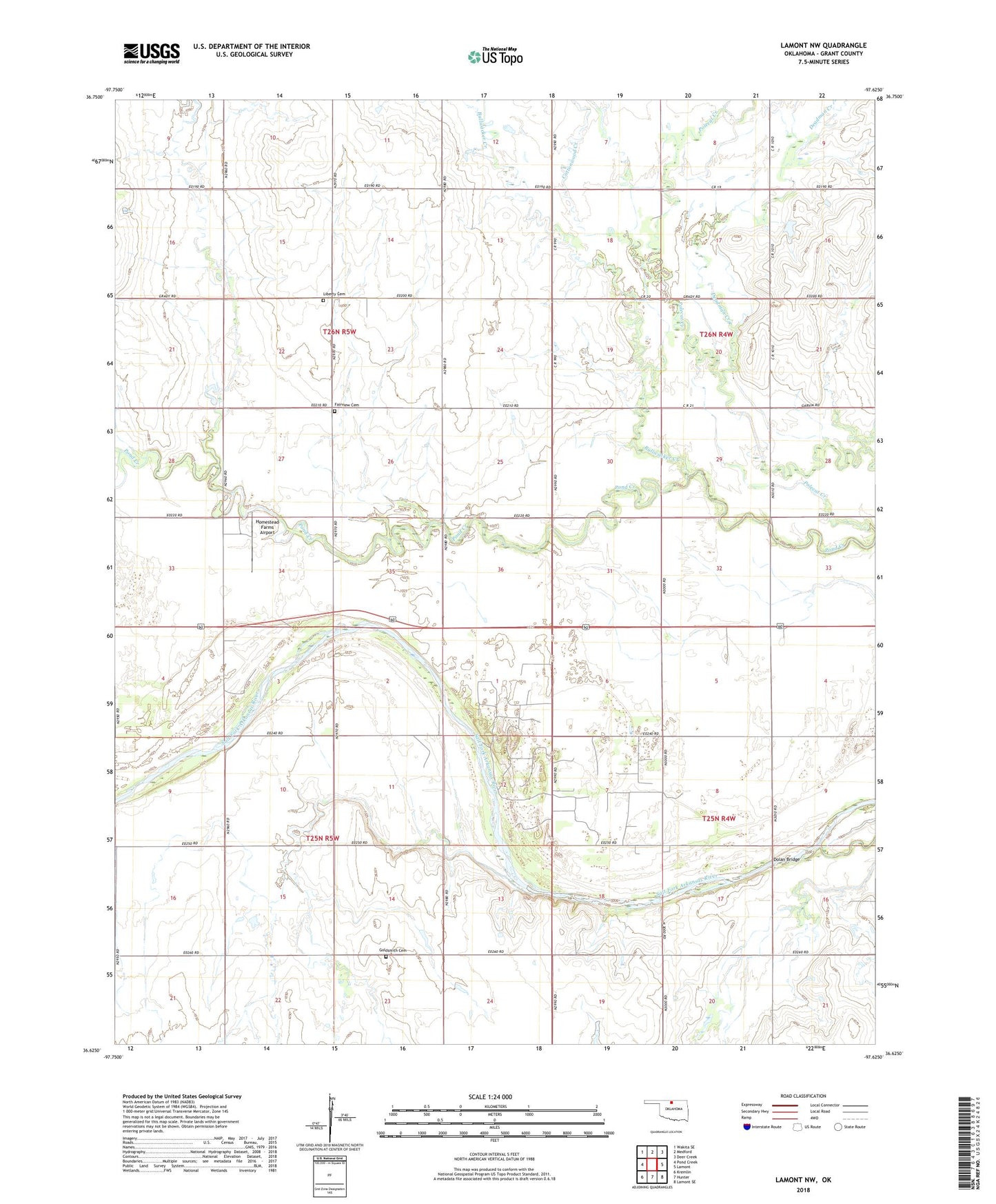 Lamont NW Oklahoma US Topo Map Image
