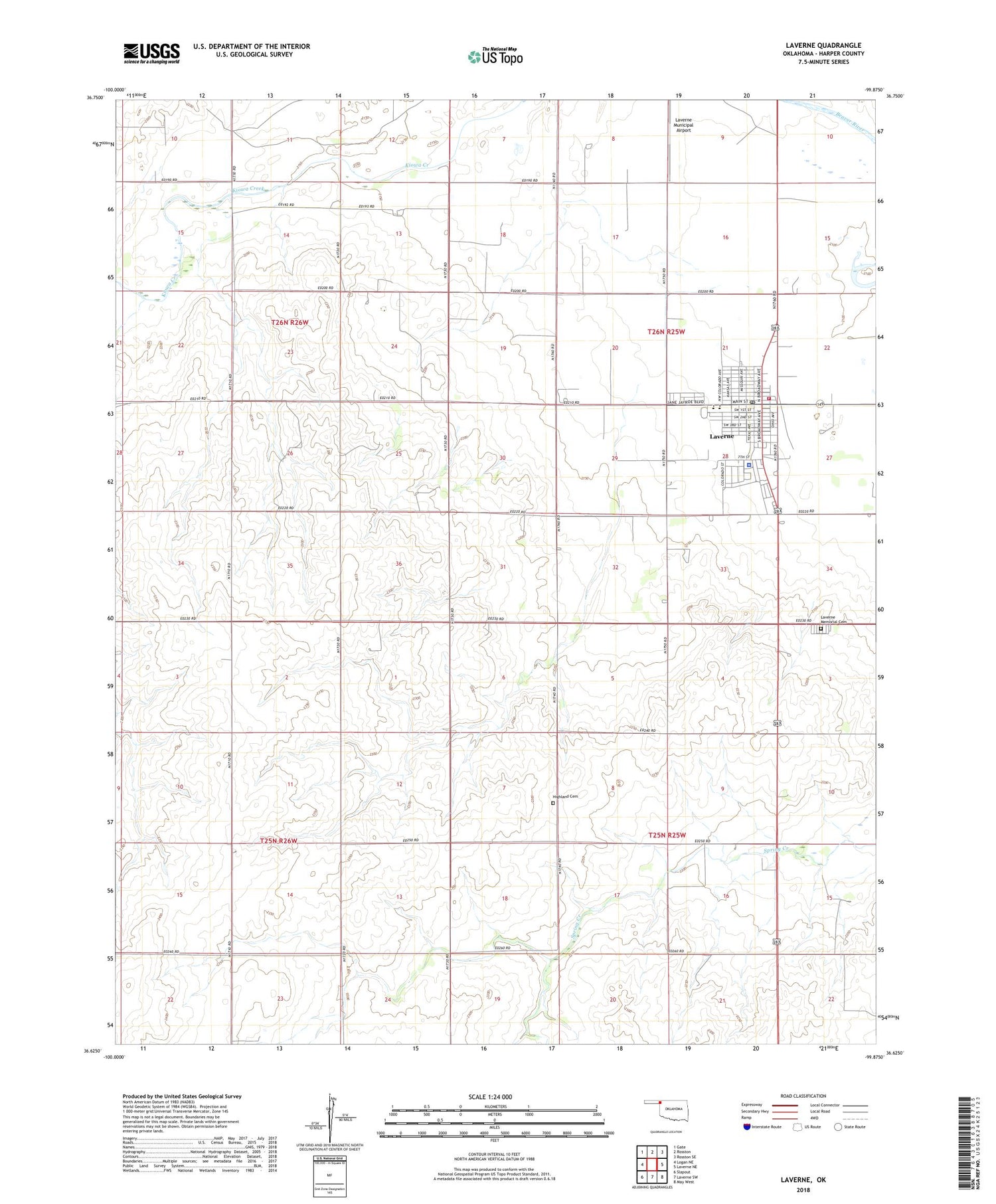 Laverne Oklahoma US Topo Map Image