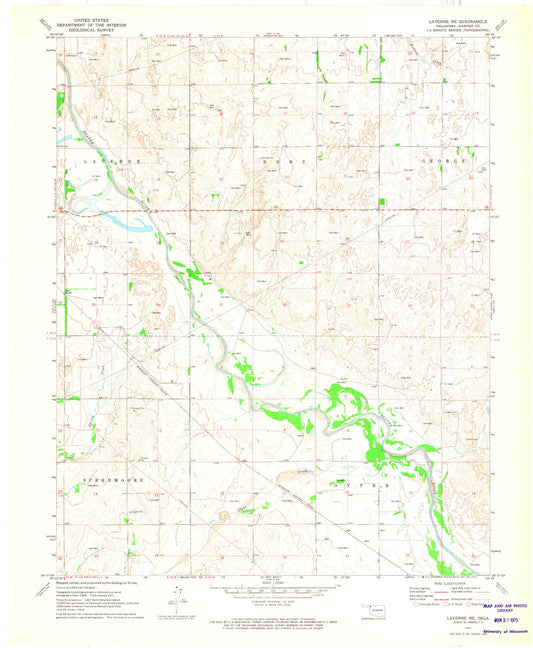 Classic USGS Laverne NE Oklahoma 7.5'x7.5' Topo Map Image