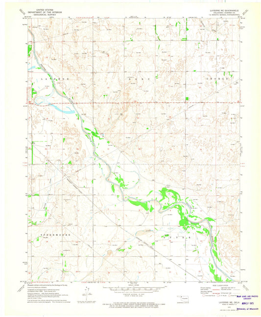 Classic USGS Laverne NE Oklahoma 7.5'x7.5' Topo Map Image