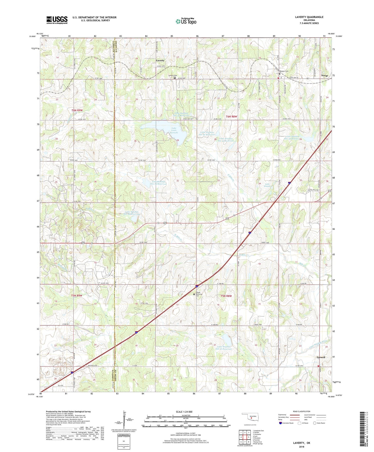Laverty Oklahoma US Topo Map Image