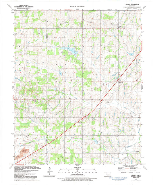 Classic USGS Laverty Oklahoma 7.5'x7.5' Topo Map Image