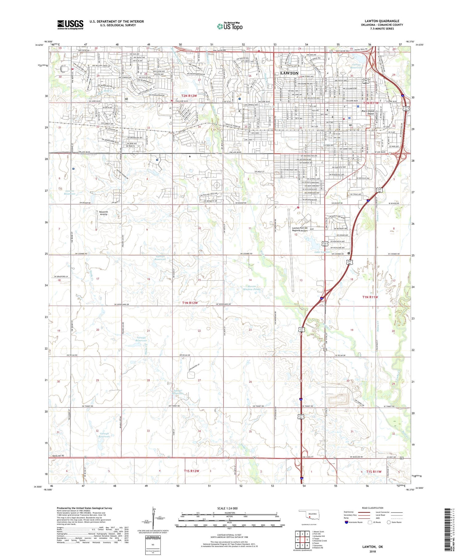 Lawton Oklahoma US Topo Map Image