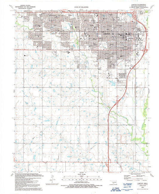 Classic USGS Lawton Oklahoma 7.5'x7.5' Topo Map Image