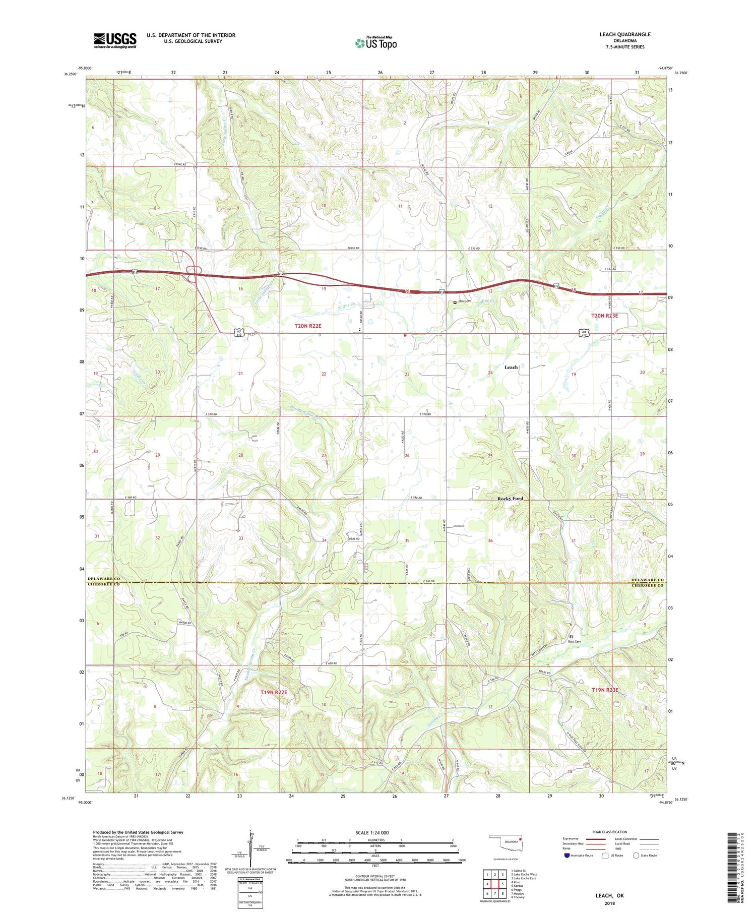 Leach Oklahoma US Topo Map Image