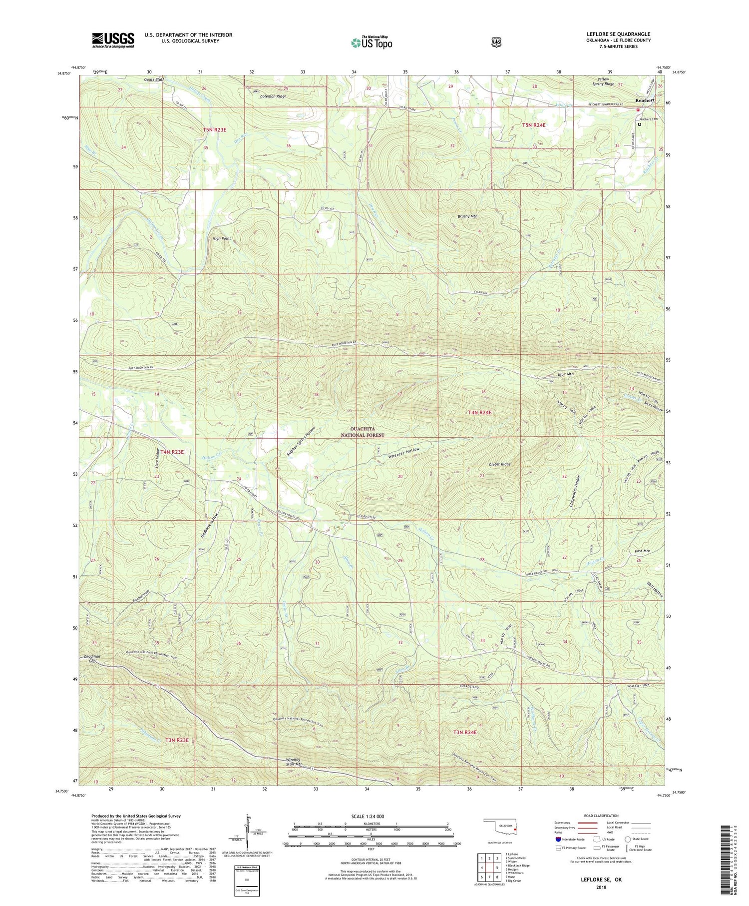 Leflore SE Oklahoma US Topo Map Image