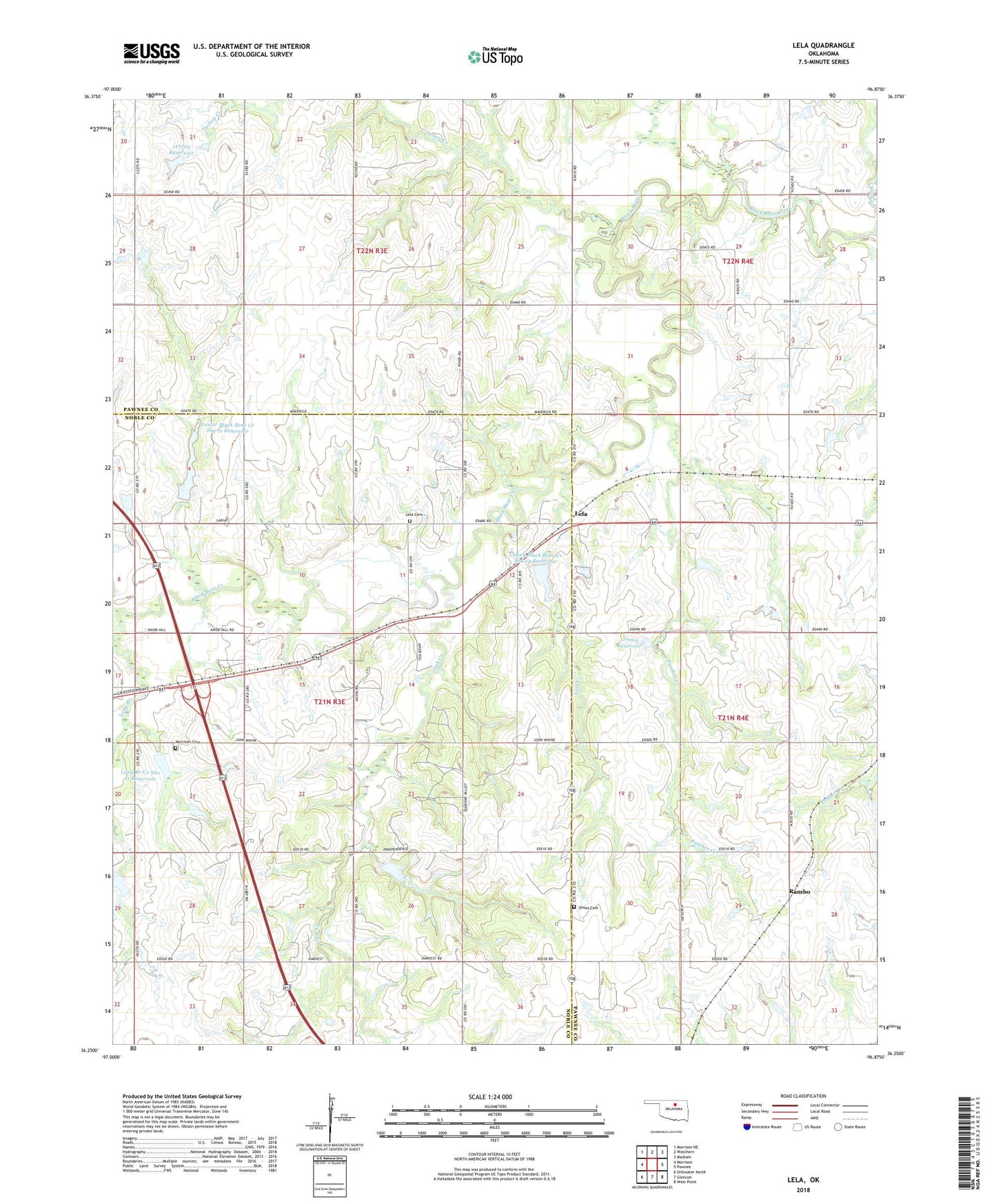 Lela Oklahoma US Topo Map Image