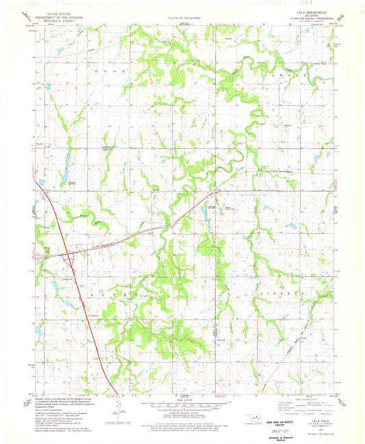 Classic USGS Lela Oklahoma 7.5'x7.5' Topo Map Image