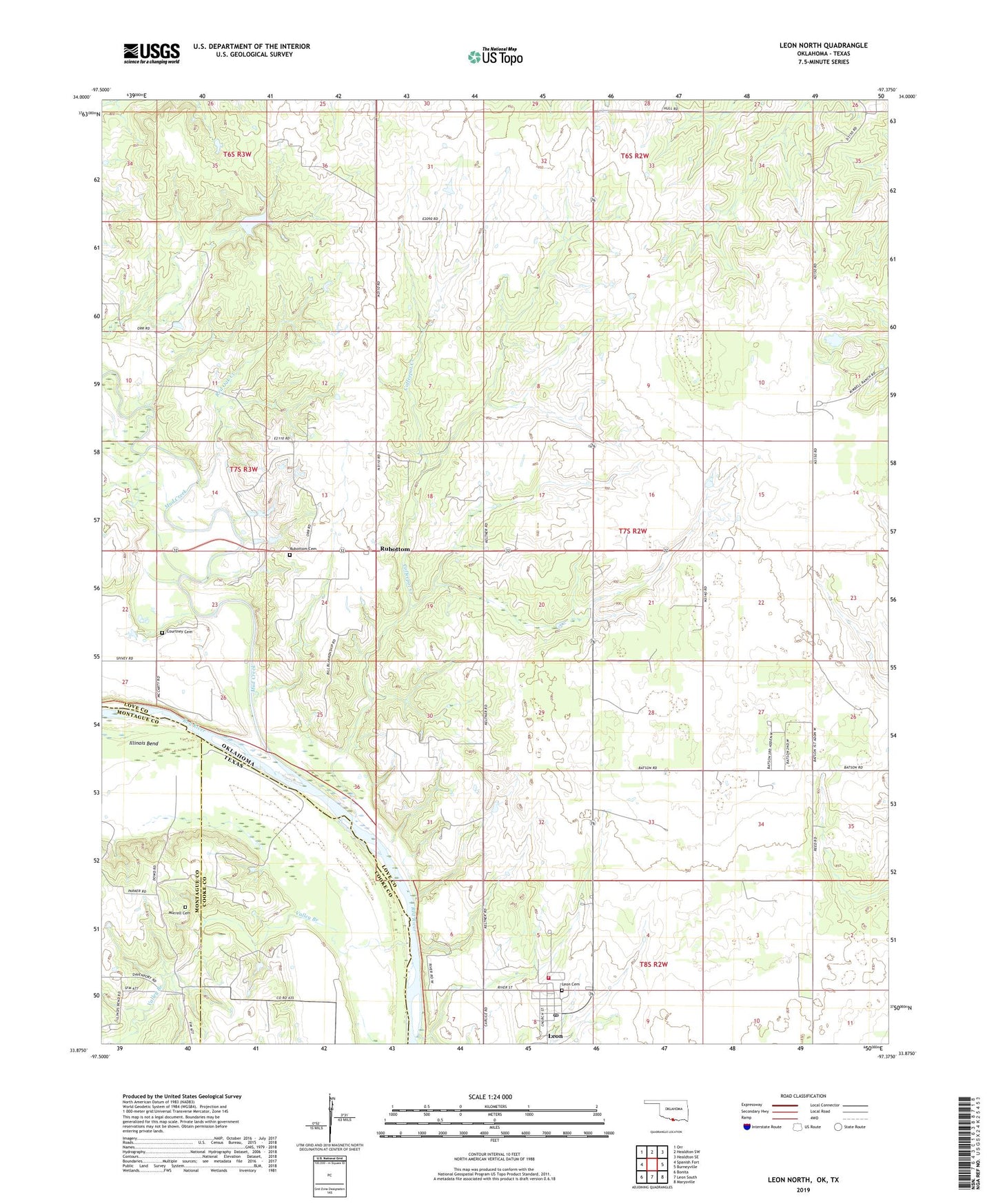 Leon North Oklahoma US Topo Map Image