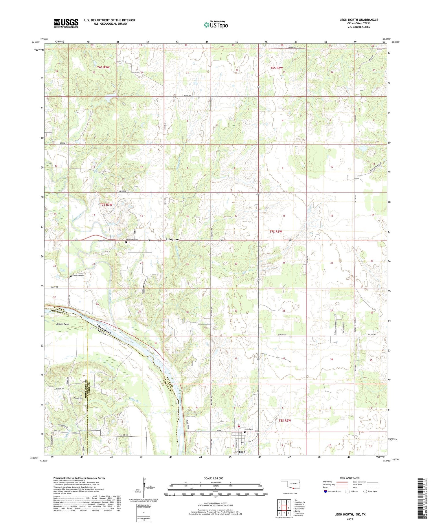 Leon North Oklahoma US Topo Map Image