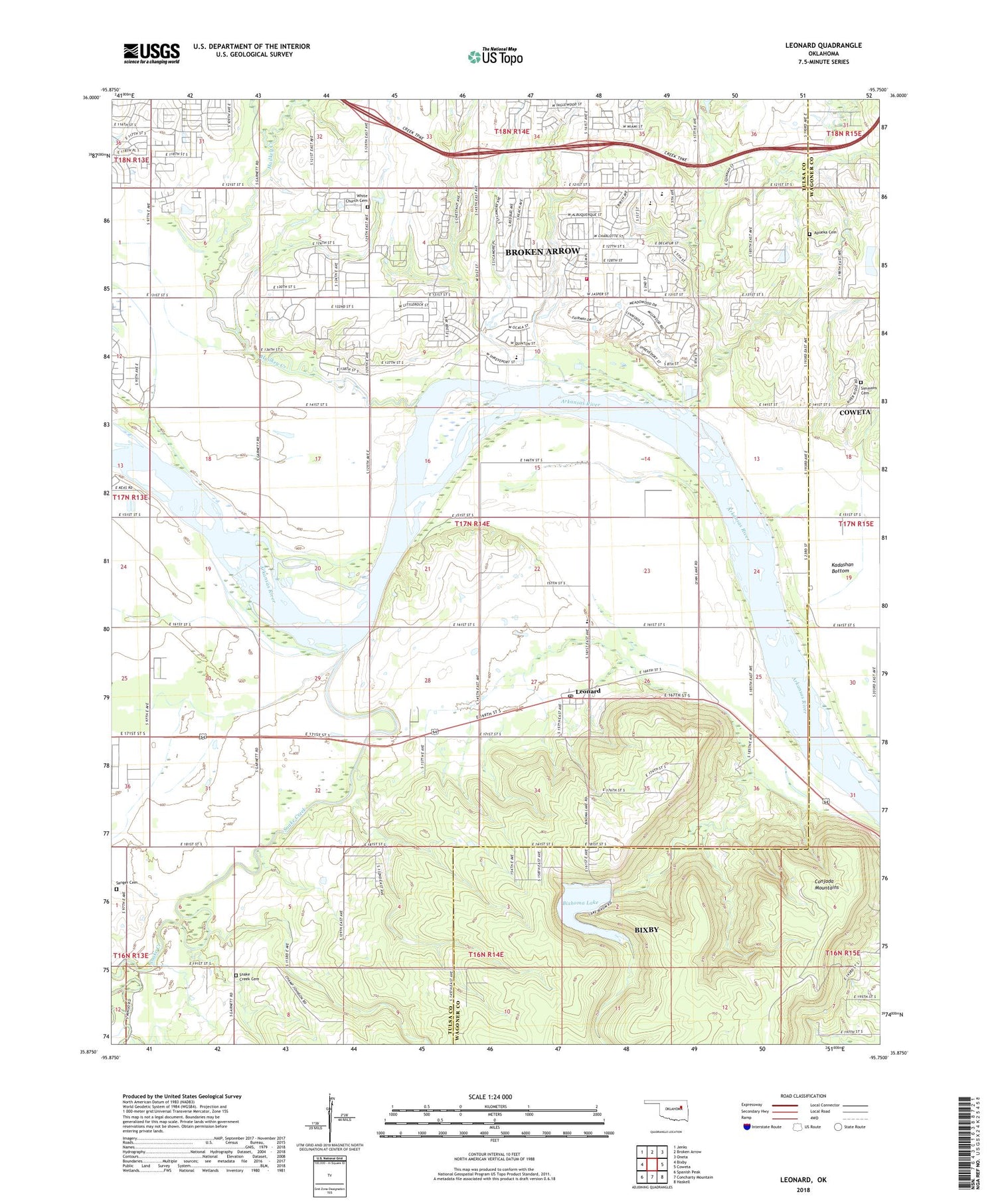 Leonard Oklahoma US Topo Map Image