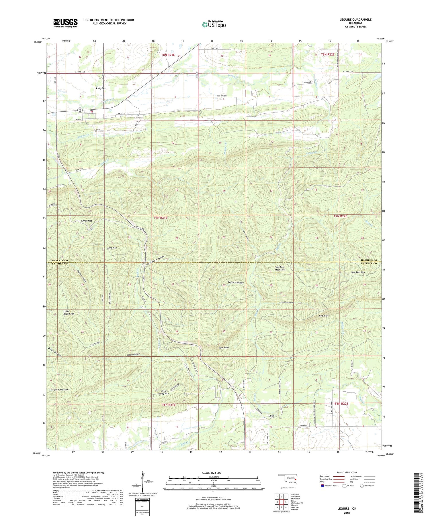 Lequire Oklahoma US Topo Map Image