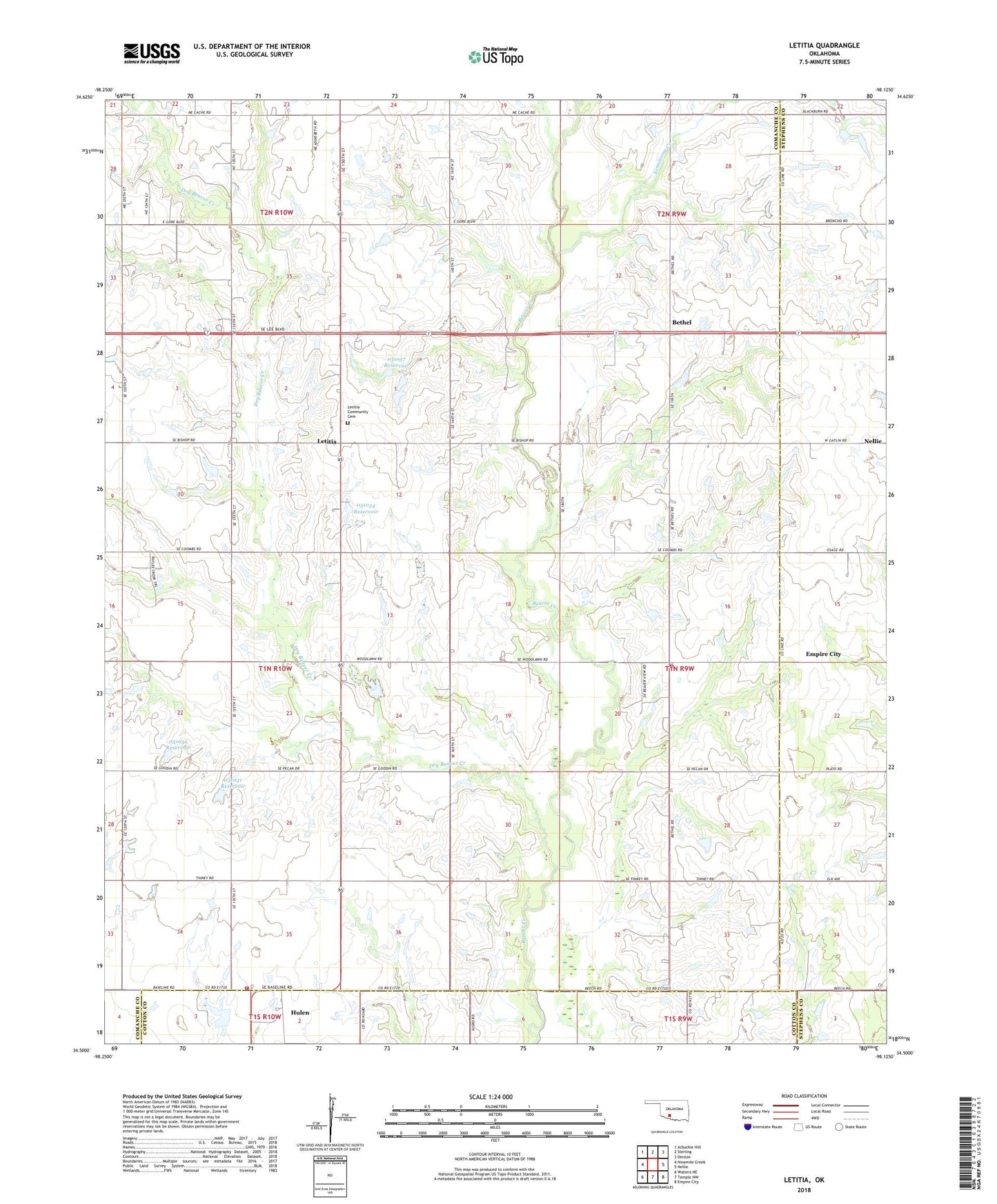 Letitia Oklahoma US Topo Map Image