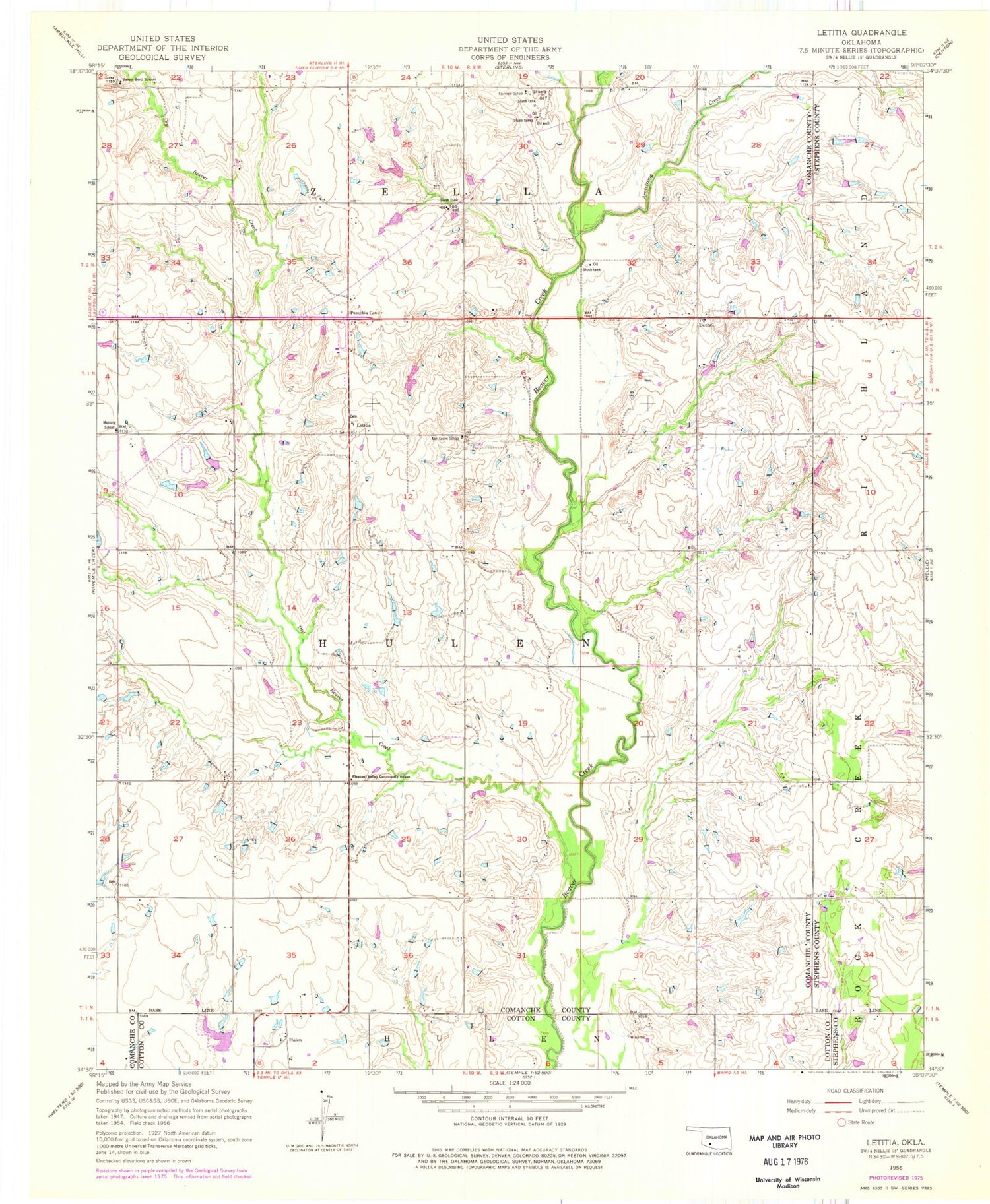 Classic USGS Letitia Oklahoma 7.5'x7.5' Topo Map Image