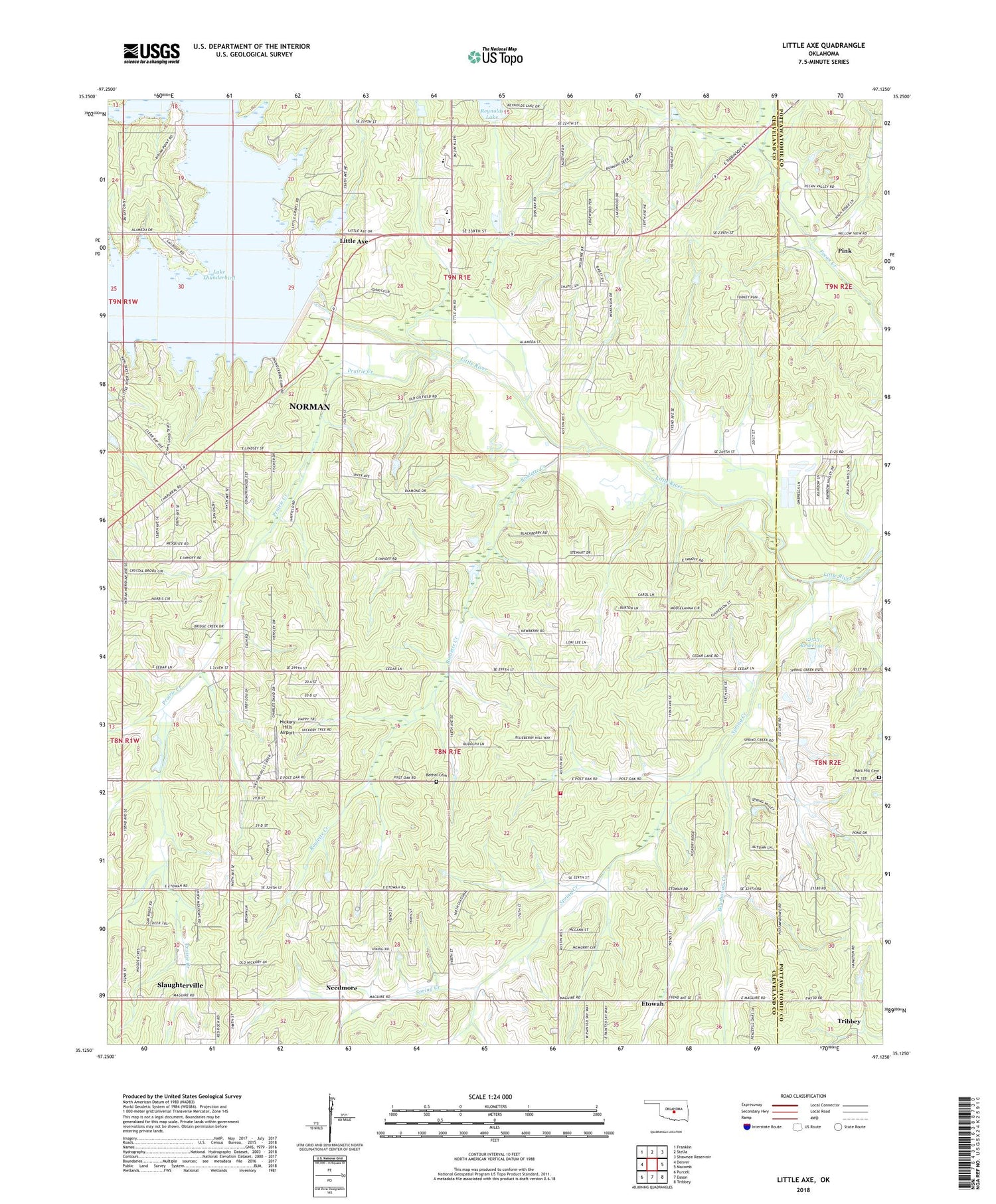 Little Axe Oklahoma US Topo Map Image