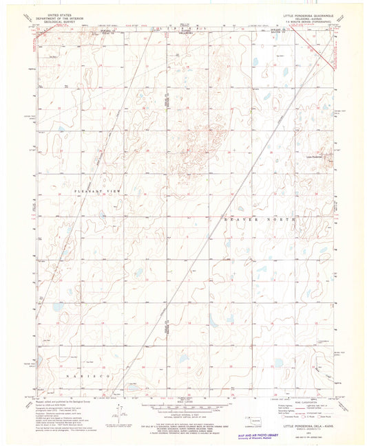Classic USGS Little Ponderosa Oklahoma 7.5'x7.5' Topo Map Image