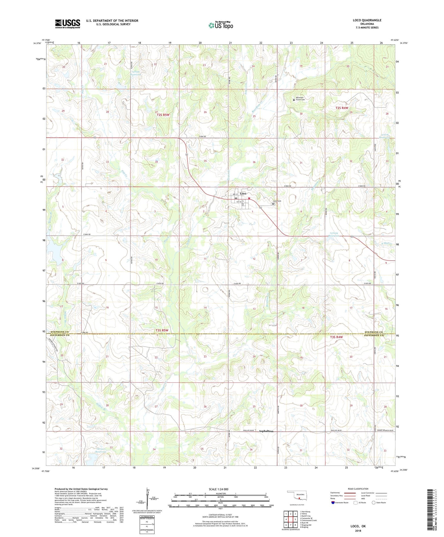 Loco Oklahoma US Topo Map Image