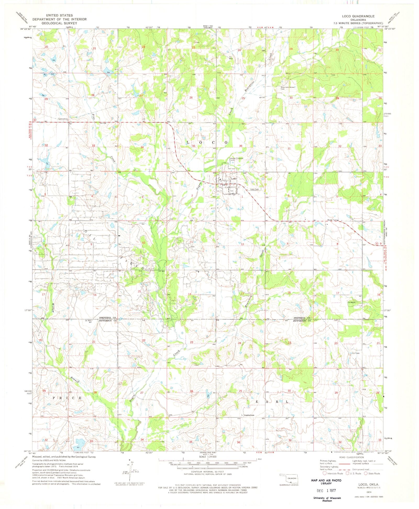 Classic USGS Loco Oklahoma 7.5'x7.5' Topo Map – MyTopo Map Store