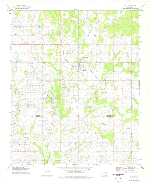 Classic USGS Loco Oklahoma 7.5'x7.5' Topo Map Image