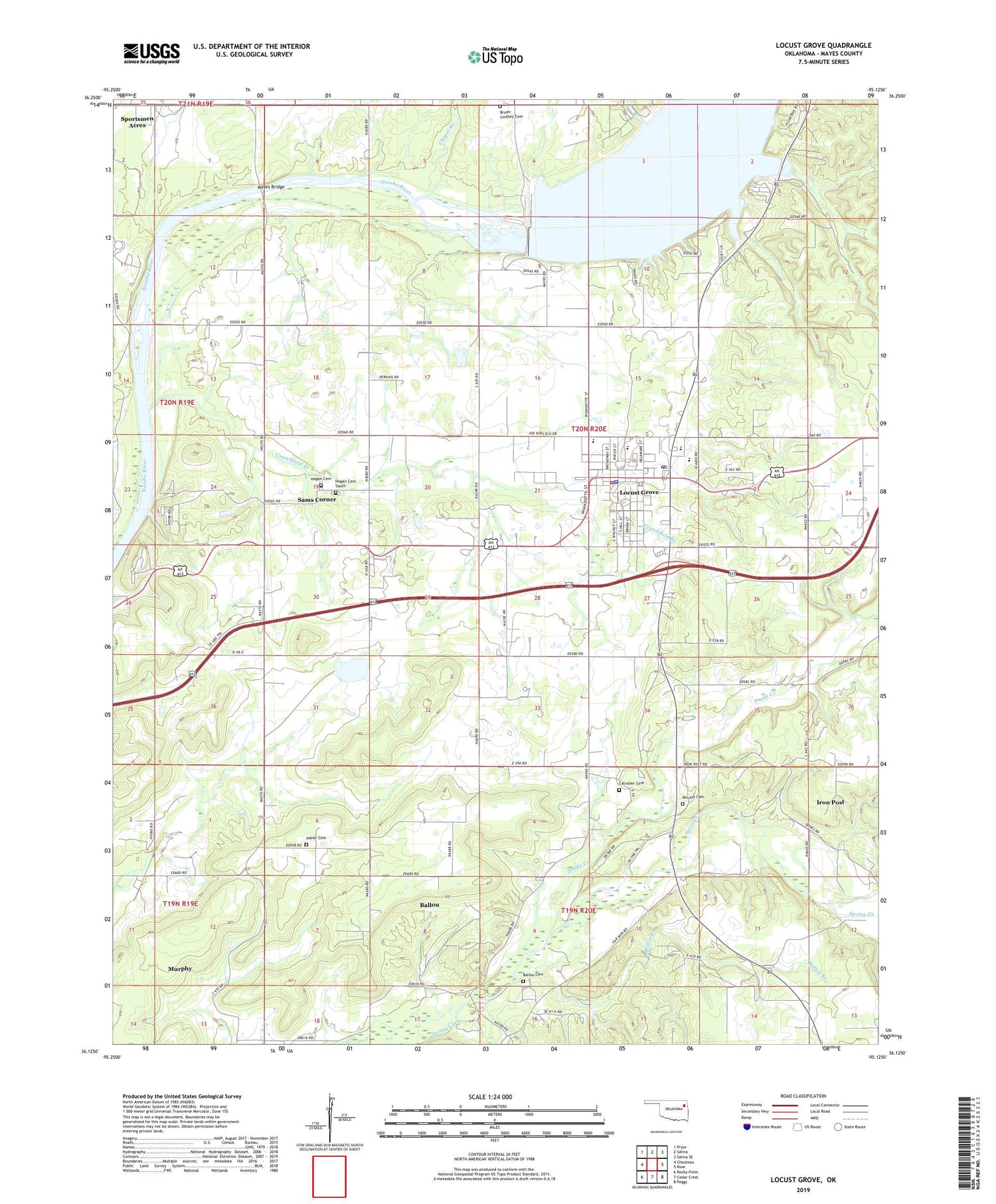 Locust Grove Oklahoma US Topo Map Image