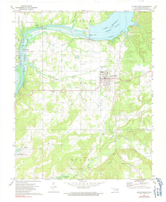 Classic USGS Locust Grove Oklahoma 7.5'x7.5' Topo Map Image