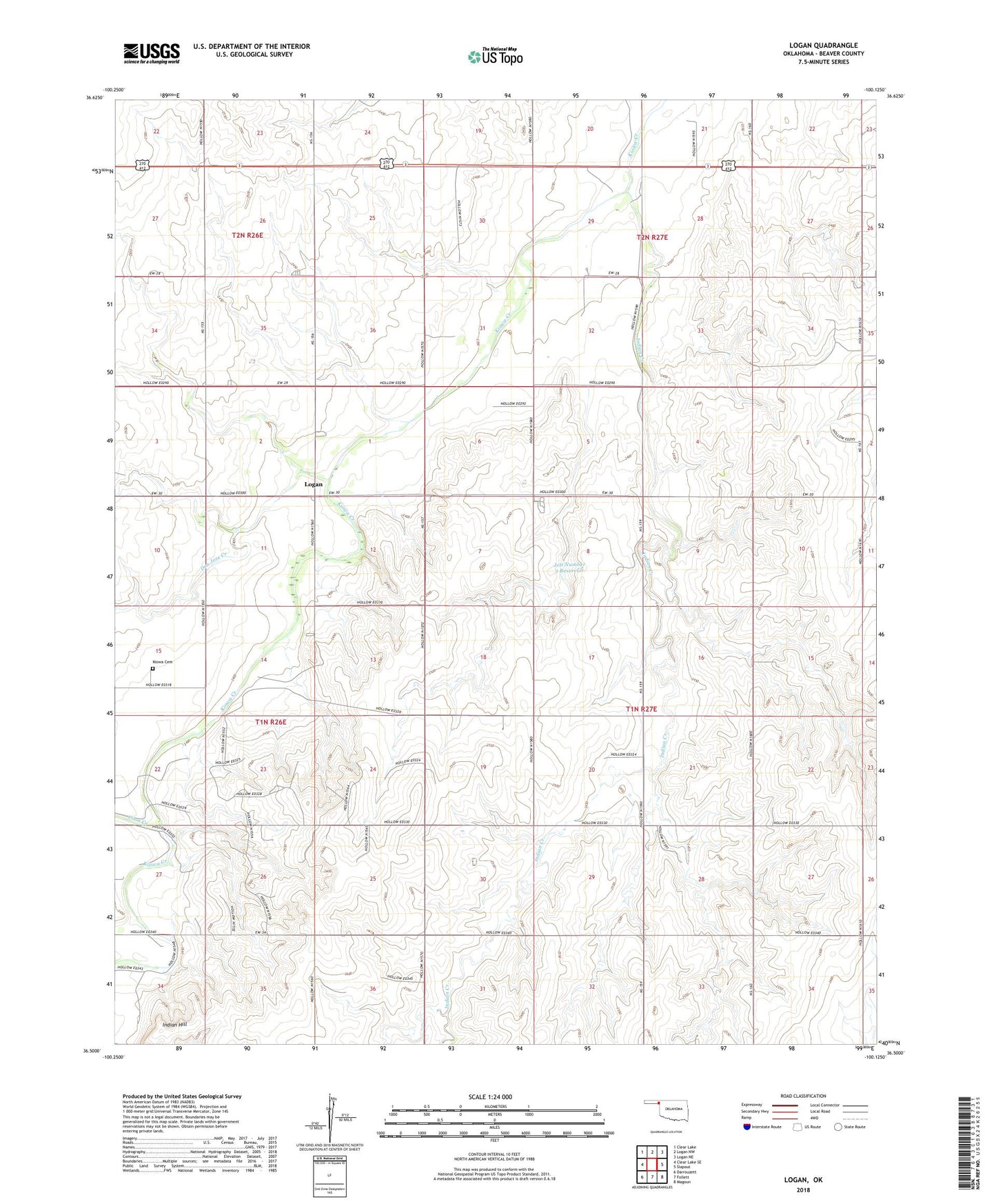 Logan Oklahoma US Topo Map Image