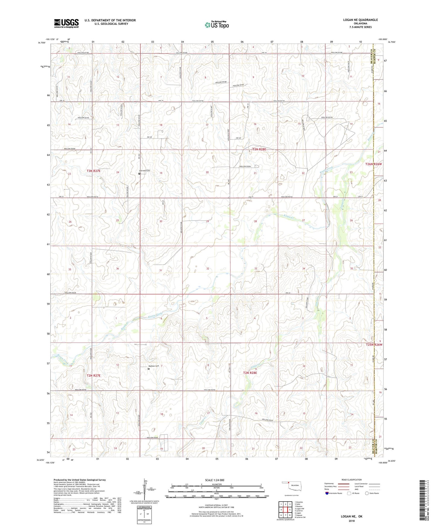 Logan NE Oklahoma US Topo Map Image