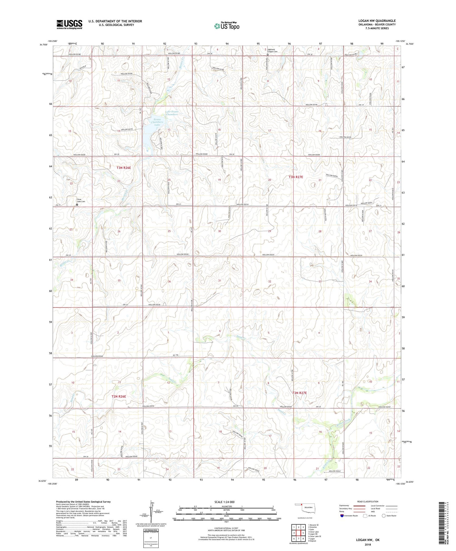 Logan NW Oklahoma US Topo Map Image
