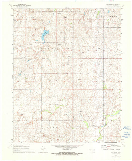 Classic USGS Logan NW Oklahoma 7.5'x7.5' Topo Map Image