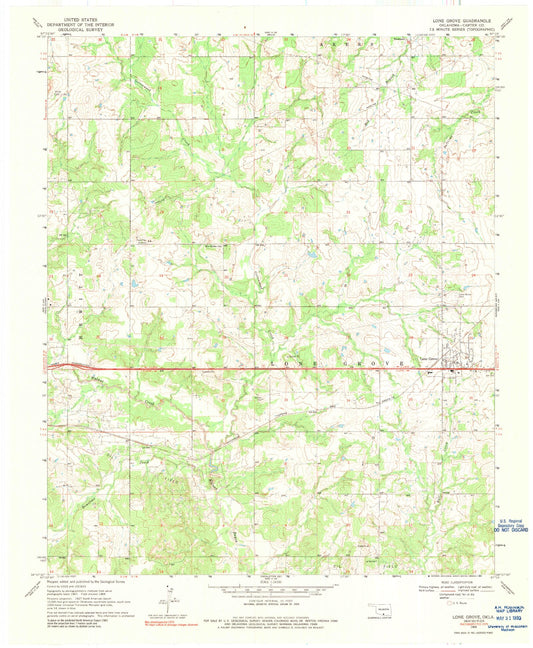 Classic USGS Lone Grove Oklahoma 7.5'x7.5' Topo Map Image