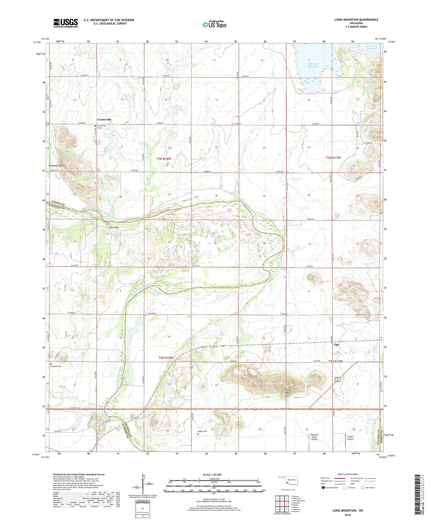 Long Mountain Oklahoma US Topo Map Image
