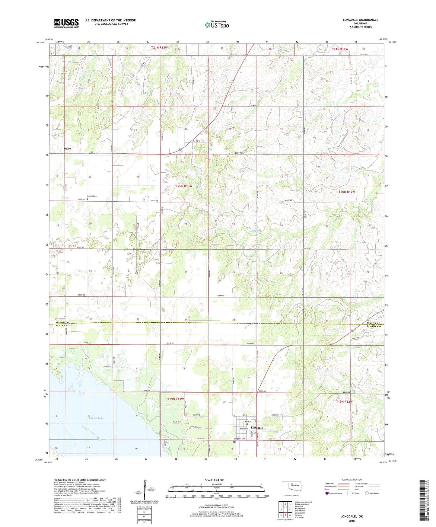 Longdale Oklahoma US Topo Map Image