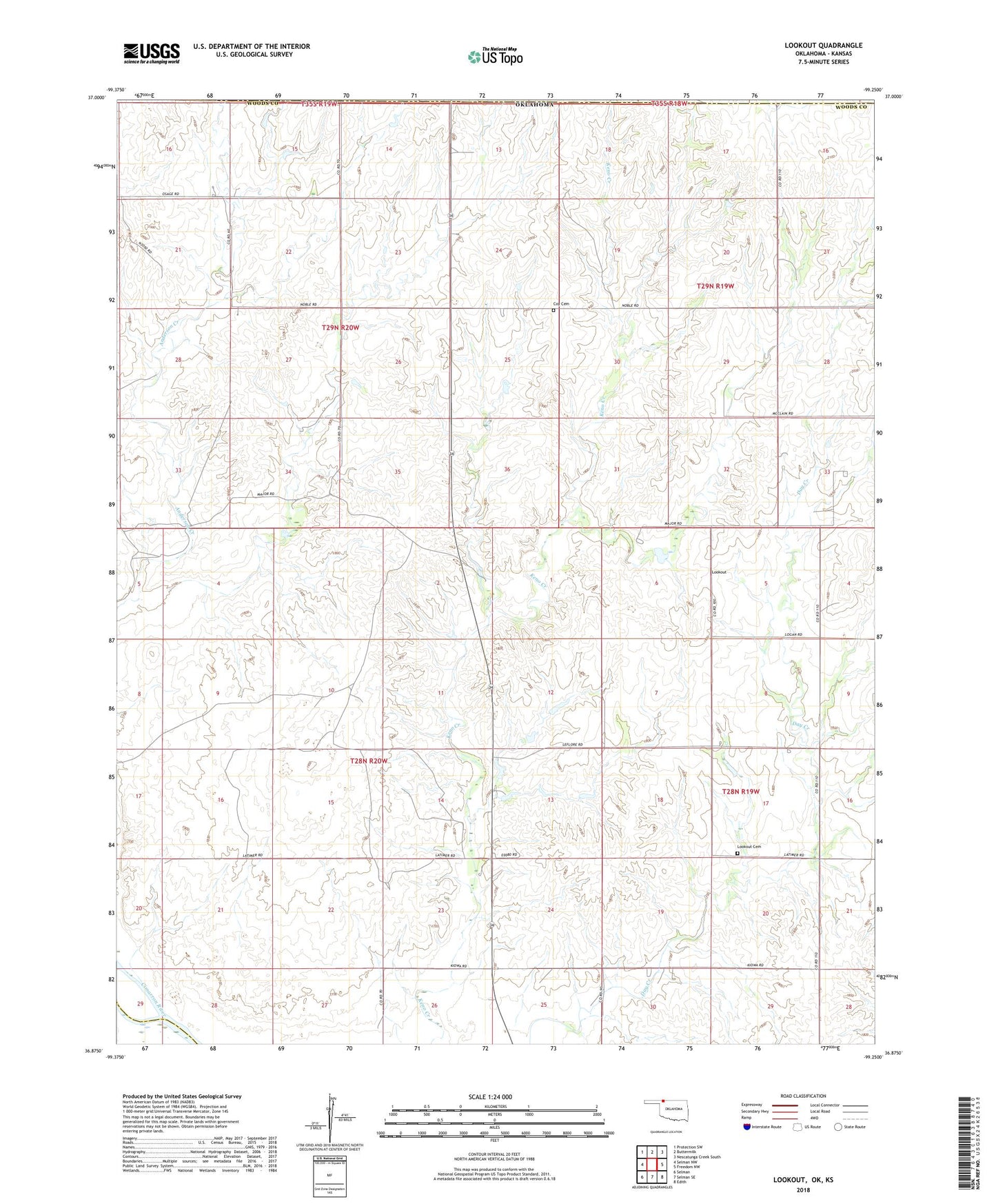 Lookout Oklahoma US Topo Map Image
