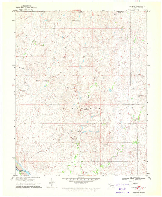 Classic USGS Lookout Oklahoma 7.5'x7.5' Topo Map Image