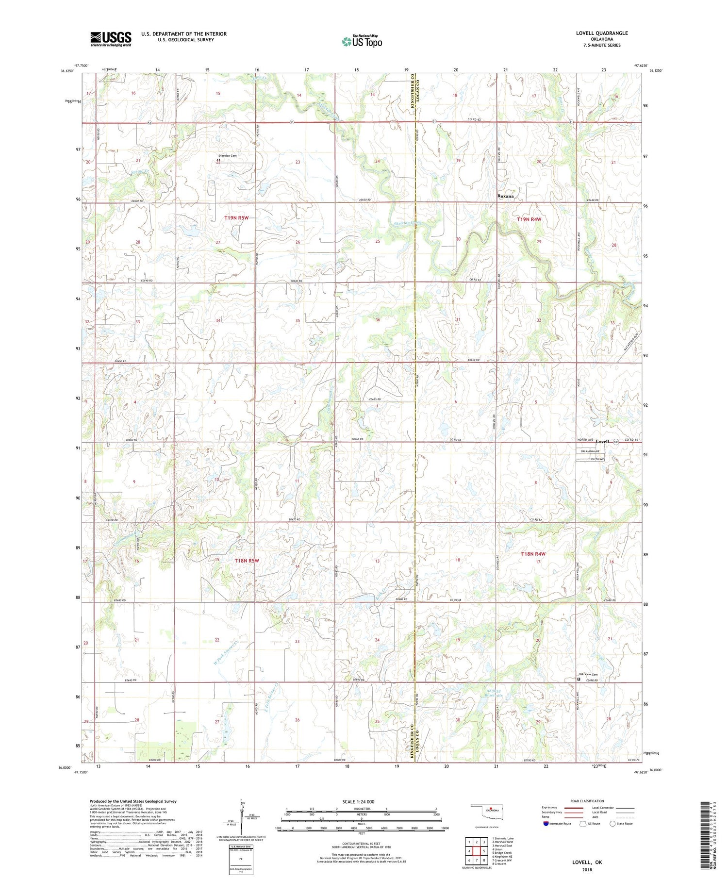 Lovell Oklahoma US Topo Map Image