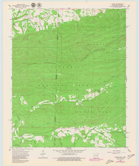 Classic USGS Loving Oklahoma 7.5'x7.5' Topo Map Image