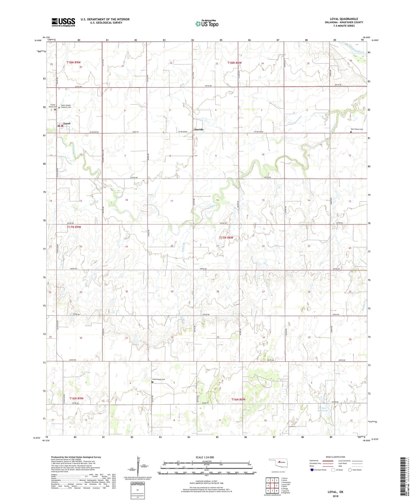 Loyal Oklahoma US Topo Map Image