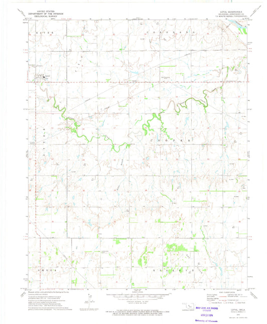 Classic USGS Loyal Oklahoma 7.5'x7.5' Topo Map Image